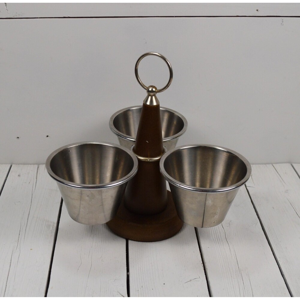 Mid Century Rostfritt Stako Condiment Caddy Lazy Suzy